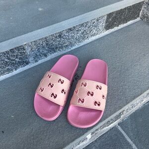 Gucci Pink Logo Slide Sandals